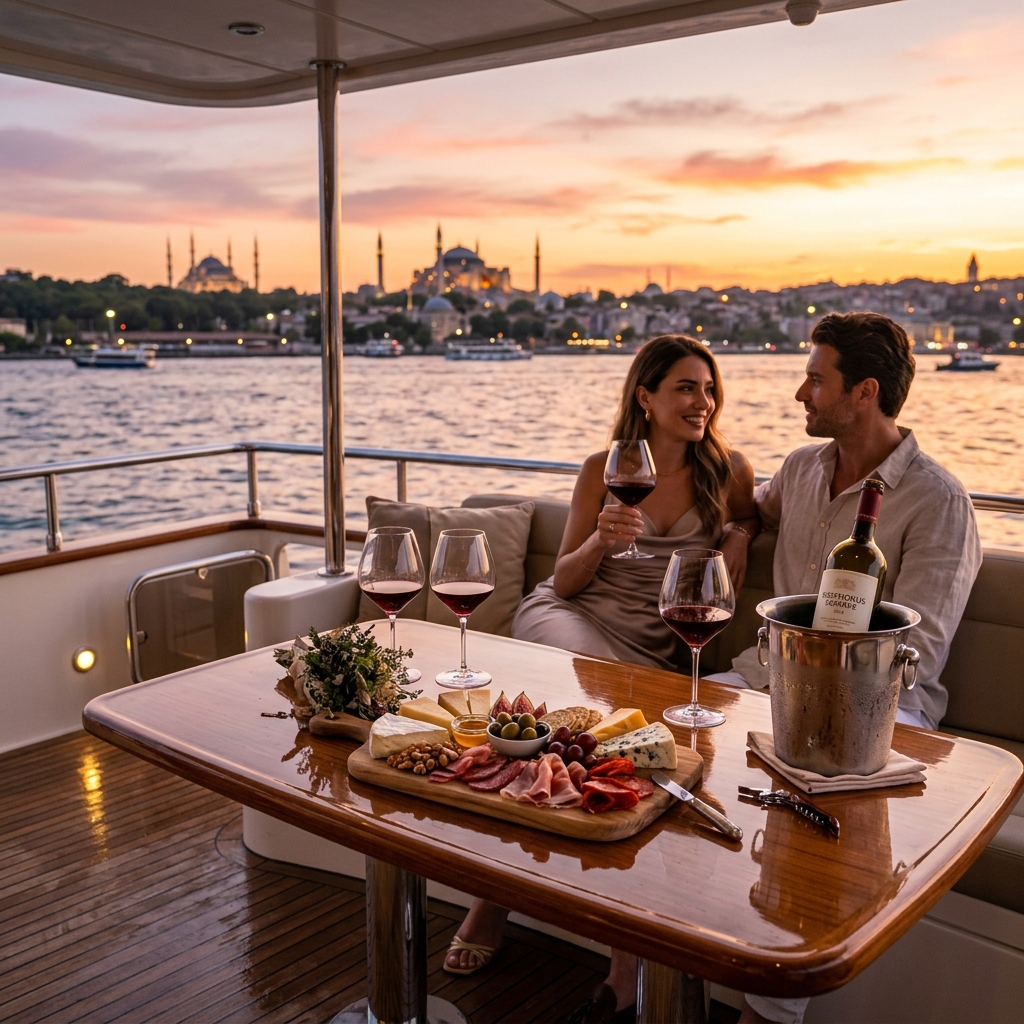 Bosphorus Sunset Cruise with Wine on Luxury Yacht